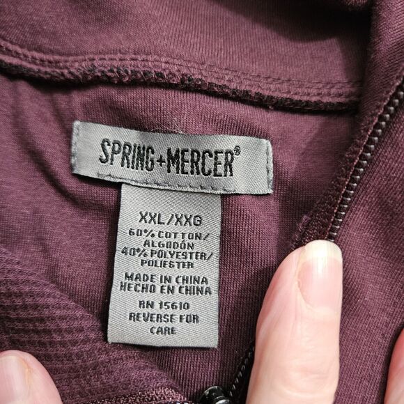 Spring + Mercer Shirt Mens 2XL Purple Long Sleeve Cotton Blend 1/4 Zip Pullover - Picture 4 of 9
